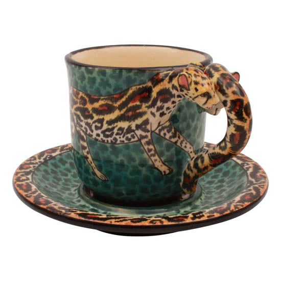 Cheetah cup & saucer